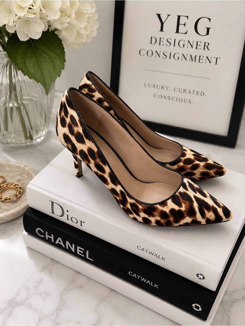 Tory Burch Leopard Calf Hair Heels Size 8